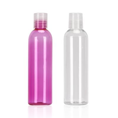 China Hot Selling Airtight Cosmetic Packaging 120ml Plastic Lotion Bottle PET Clear Pink Lotion Bottle With Disc Cap for sale