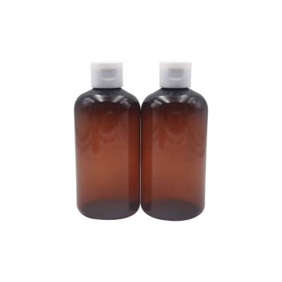 China Airtight Amber 250ml Healthy Shampoo Cosmetic Plastic Bottle With Flip Cap for sale