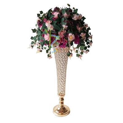 China Weddings 26 inch - large trumpet Crystal Flower Vase for wedding table decoration for sale