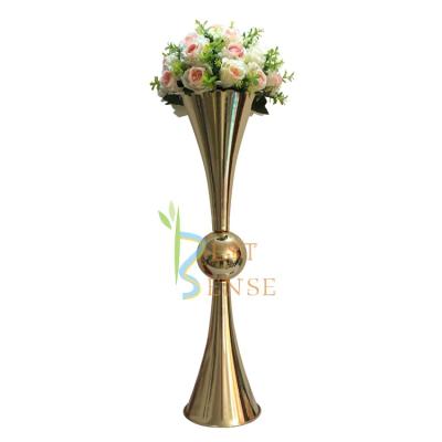 China Gold Trumpet Flower Centerpiece Vase Stand CPM-35 for sale