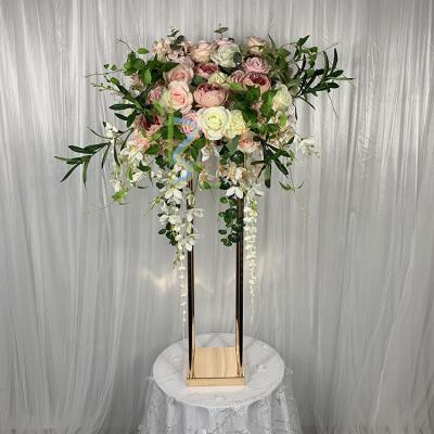 China Wedding events tables decoration centerpieces gold metal tall flower stand WCP-23 for sale