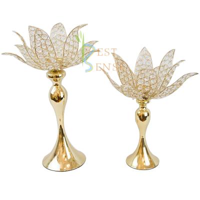 China Weddings 22 Inch Crystal Flower Shape Top Candle Holder With Tubaeform Base For Wedding Table Decoration for sale