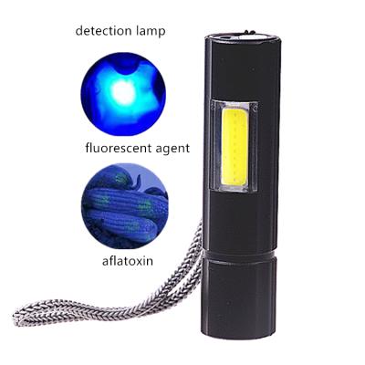 China Convenient Mini USB 3 Watt 365nm Rechargeable Black Light Ultraviolet LED UV Flashlight With Black Filter Lens for sale