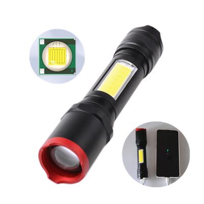 China Zoomable Led Zoom Light Handheld 4Modes Focusing High Power Blacklight Geepas Torch USB Charging COB Tactical Flashlight 1000 Lumens With Power Bank for sale