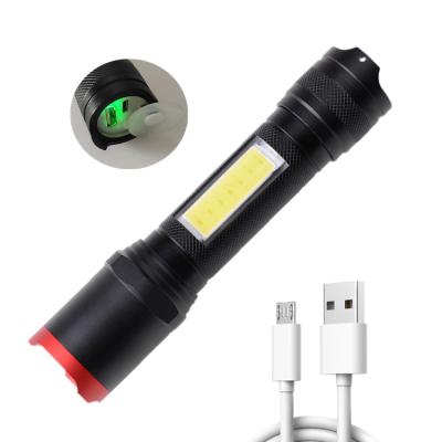 China Zoomable Led 2020 Newcomer Light Police Linternas Side Light Tactical Flashlight Powerful Rechargeable Power Bank Zoomable USB Torch for sale