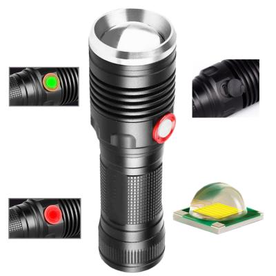 China Zoomable Led Multi Function Emergency Light Lamp, Hunting Torch Light Flashlight T6 USB Charging LED Front Bike Military Flashlights for sale