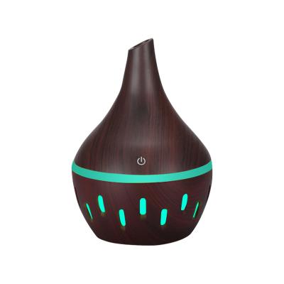 China Mini Mist Maker USB Ultrasonic Wood Grain Humidifier Electric Wooden Air Humidifier Wood Home With LED Light for sale