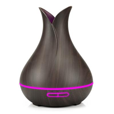 China Essential Oil Wooden Car Grain Air Humidifier Ultrasonic Diffuser Household Diffuser Mist Maker With Light for sale