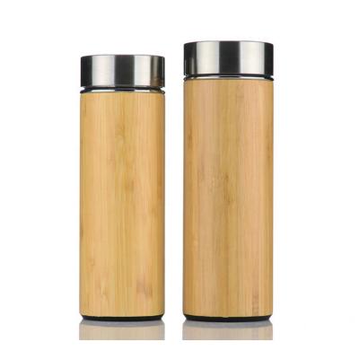 China Sustainable Leakproof Double Wall 304 Stainless Steel Bamboo Vacuum Insulated Bottle for sale