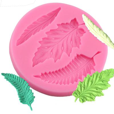 China Sustainable Green Leaf Silicone Cake Mold 3D Cake Decorating Mold Kitchen Baking Chocolate Molds for sale