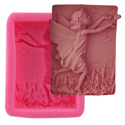 China Newest Viable Design DIY Fairy Angel Flower 3d Soap Mold Resin Clay Rectangular Handmade Silicone Mold for sale