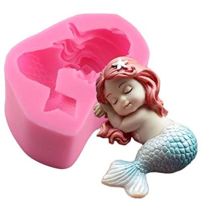 China Viable used for soap making 3d sleep mermaid silicone mold mermaid handmade soap mold for sale