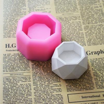 China Viable Geometric Succulent Plants Pot Silicone Mold Plaster Craft Octagon Resin Flower Pot Molds for sale