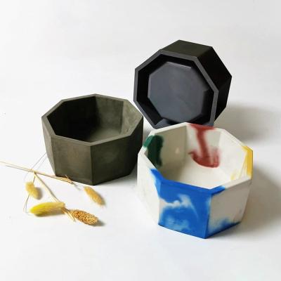 China Octagon Sustainable Cement Silicone Concrete Mold For Flower Pot Preparing Handmade Silicone Tray Mold for sale