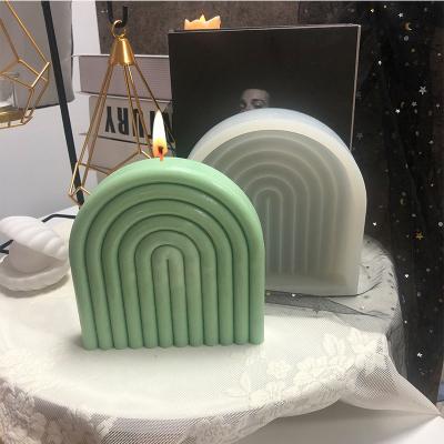 China Viable Geometric Arch Shape Aromatherapy Fluted Swirl Twist Fancy Boho Candle Silicone Mold for sale