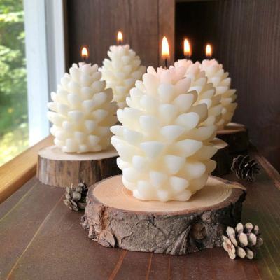 China DIY Sustainable Handmade Candle Pine Cone Scented Candle Making Mold 3D Christmas Pine Cone Silicone Candle Mold for sale