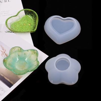 China Viable Love Petal Shape Resin Mold DIY Crystal Drop Glue Table Decoration Dish Storage Silicone Mold for sale