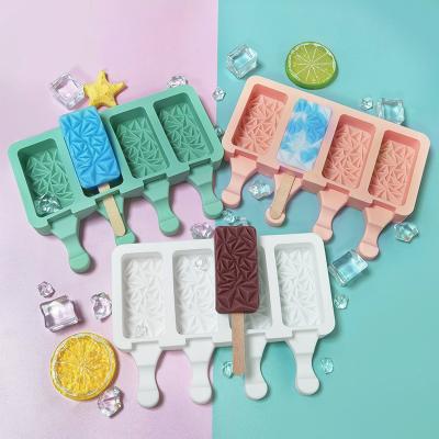 China New CRH 4 Cavity Ice Cube Mold Hill Shape Ice Cream Mold Viable Homemade DIY Silicone Ice Mold With Cover for sale