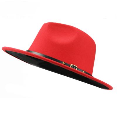 China Overflowed Planos Para Hombre Sombreros Fedora Pork Pie Jazz Hat Winter Black Red Color Plush Large Personal Hats Overflow Main Decor only for sale