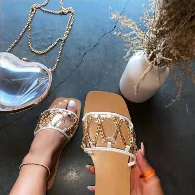 China 2021 Hot Selling One Step Clear Fashion Instituto Fashion Trend Fashion Slipper Flat Sandals, For Women Jelly Slides Summer Women Clear Sandals for sale