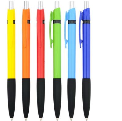 China Promotional Barrel Rubber Grip Color Pen Solid Color Ballpoint Pen Logo Customized For Advertising Plastic Pen for sale