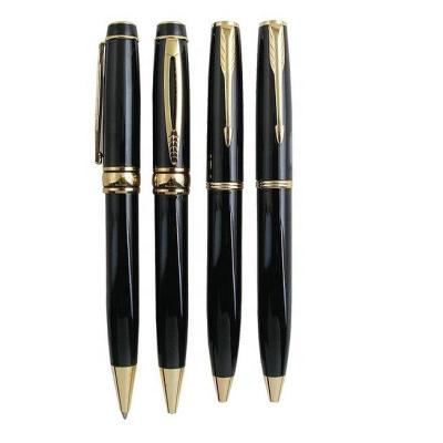 China office & High Quality School Pen Business Ballpoint Pen Gold Trims Black Metal Business Pen for sale