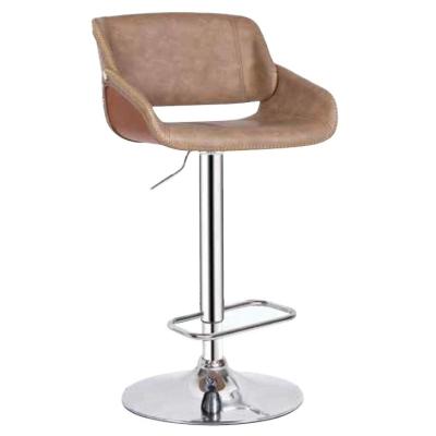 China High Quality Chrome Base PU Bentwood Seat EUROPEAN Wood Bar Stool for sale