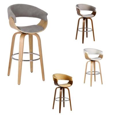 China High EUROPEAN Bar Stool Fabric or PU Cover Walnut or Maple Plywood Wood Seat and Leg 360 Degree Swivel Stool for sale