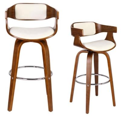 China EUROPEAN Walnut Plywood Seat and Leg Swivel Plywood Bar Stool for sale