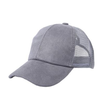 China COMMON design gray color fashion embroidery logo suede baseball trucker hat outdoor sports custom skating baseball cap for sale