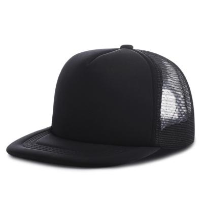 China 5 JOINT Foam Bill Snap Back Blank Foam Back Flat Front Black JOINT Trucker Hat for sale