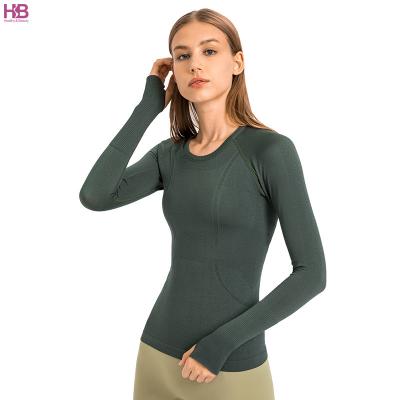 China Breathable Women Long Sleeve Yoga Tops Wholesale Active Workout Sports Shirt Women Fitness Wear T-shirt Girls for sale