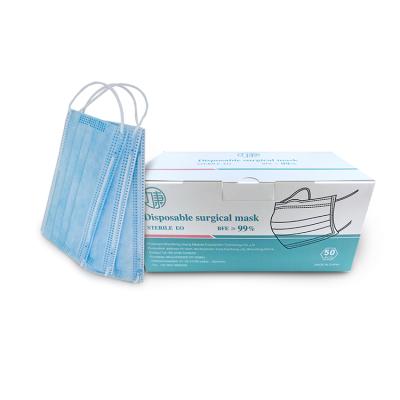 China 3 Ply Earloop Protective Face Mask Factory Wholesale Disposable Surgical Blue Mask for sale