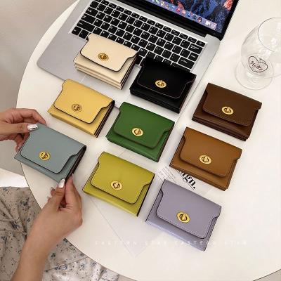 China Fashion New chic ins Korean women's card holder wallet short fashion multi-color multi-card slot small wallet women coin purse for sale