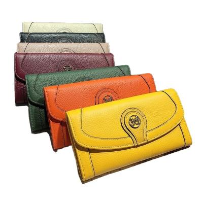 China Anti-Theft Custom Genuine Leather Long Wallet Women Large capacity multi-card card bag Mobile phone cowhide wallet Hold purse wallet for sale