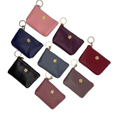 China Anti-Theft Ladies Coin Purse PU Leather Texture Short Card Holder Korean Version Mini Wallet Soft Key Case Zipper Women Fashion Chains for sale