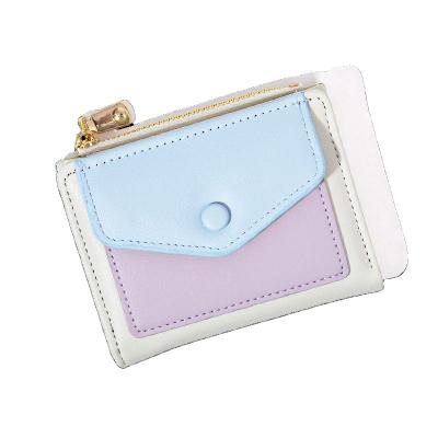 China Fashionable Durable wholesale custom Hot Sale Korean women's new bi-fold wallet with multiple card slots, cash slot, ID window, zipper coin pocket for sale