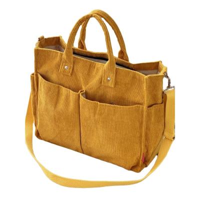 China Portable Women Corduroy Zipper Retro Messenger Big Cotton Canvas Handbag Portable Casual Female Eco Crossbody Shoulder Tote Bag with Plus for sale