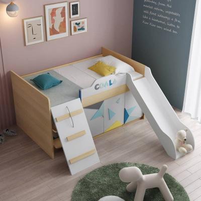 China With Slide Modern Sale Bunk Beds MDF Loft Bed Children Solid Wood Child Bed For Kids Children With Stair And Storage for sale