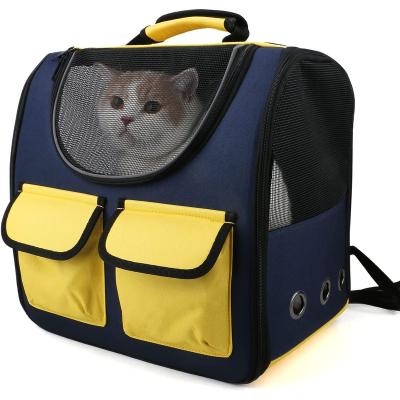 China Viable Outside Portable Multicolor Breathable Clear Travel Pet Backpack Cat Backpack Pet Carrier Bag for sale