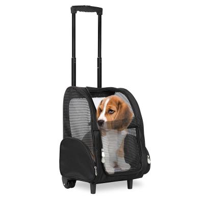 China Viable Portable Dog Backpack Suitable For Small Dogs Cats Pet Backpack Travel Bag Breathable Traction Rod Bag for sale