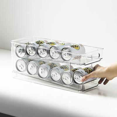 China Plastic Clear Freshness Keeping Beverage Soda Can Sprinkle Beverage Dispenser Organizer For Fridge Freezer Fridge for sale