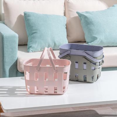 China Dormitory Storage Basket Viable Portable Bathroom Student Basket Bath Toiletries Plastic Storage Basket for sale