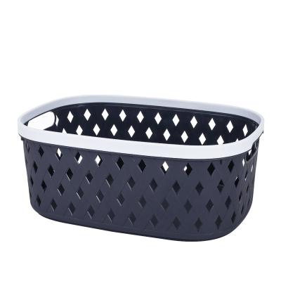 China Viable Best Selling Black Amozan Sundries Plastic Storage Basket Box With Handles for sale