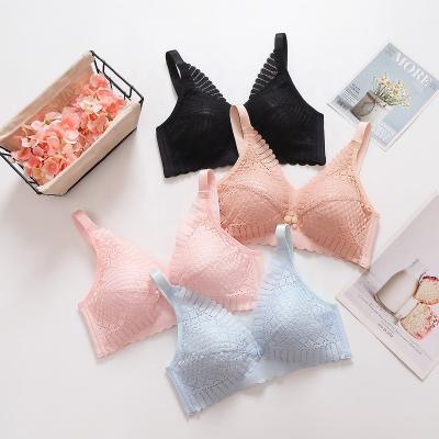 China Viable Pregnant Women Nursing Open Buckle Postpartum Pregnancy Thin Comfortable Front Bra Lace No Steel Ring Baby Feeding Bra for sale