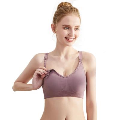 China New Fashion Sustainable Women Nursing Underwear Seamless Breathable Top Opening Maternity Nursing Bra for sale