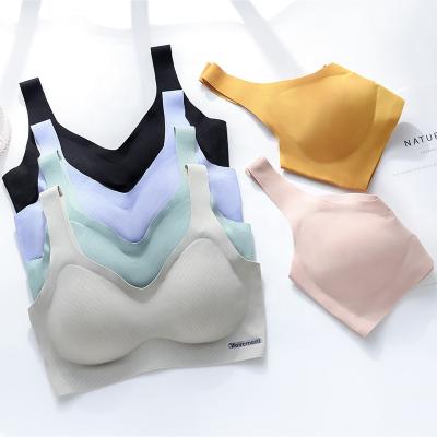 China Antibacterial Skin-friendly Breathable Lift Up Type Latex Chest Underwear Sports Comfortable Thin Latex Bra Sleep Vest Elastic Bra Top for sale