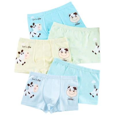 China Seamless Boys Cotton 5 Piece Cartoon Printed Baby Boxer U Shaped Briefs, Big Kids Boxer Shorts Students Toddlers Shorts for sale