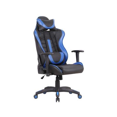 China Adjustable Blue PU Swivel (Height) Custom PC Gamer Chair Leather Computer Racing Gaming Chair for sale