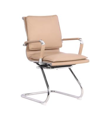 China Visitor Chair Metal Frame Metal Frame Chrome PU Office Revolving Low Back Meeting Leather Chair for sale